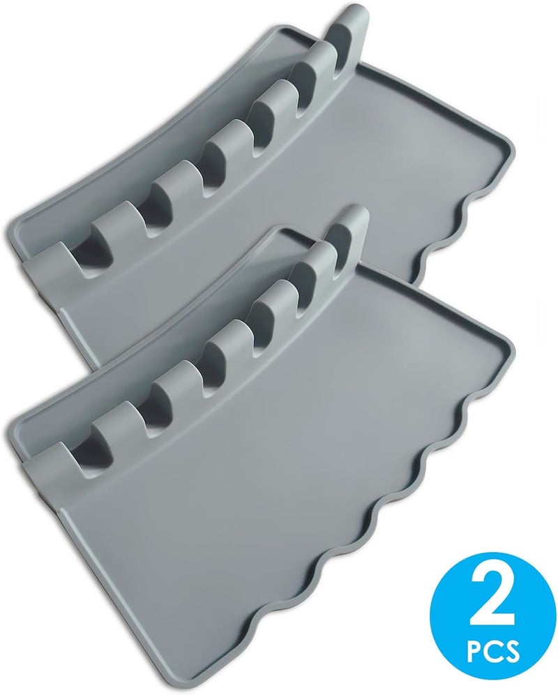 Acopelo 2 Pack Silicone Paint Brush Holders, Large Paint Brush Rest with 6 Slots, Suitable for Watercolor, Oil, Acrylic Painting Brushes (Grey) - Image 2